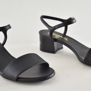 CHANEL Black Leather Heels